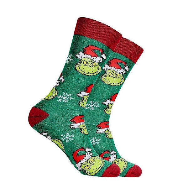 Lady Men Jul The Grinch Mid-calf Strumpor Present{ DB} C