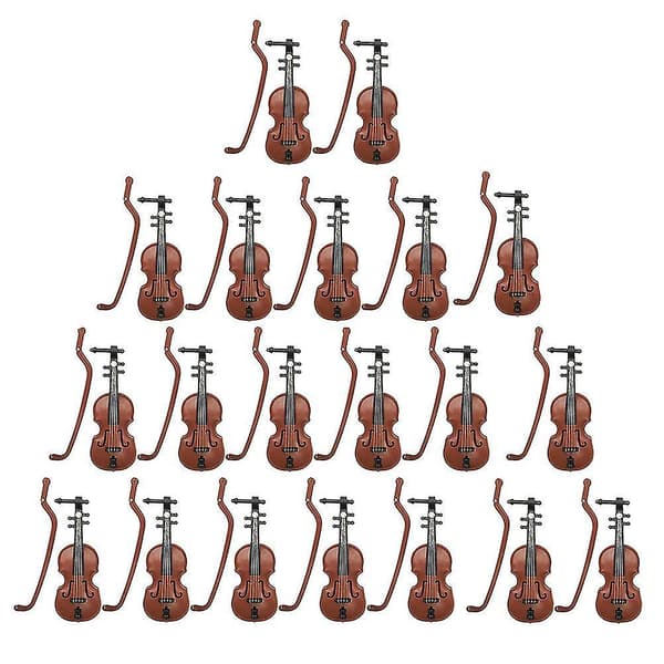 20 sæt jule-mini-violinmodeller skrivebordsinstrumentpynt (kaffe)[DB]