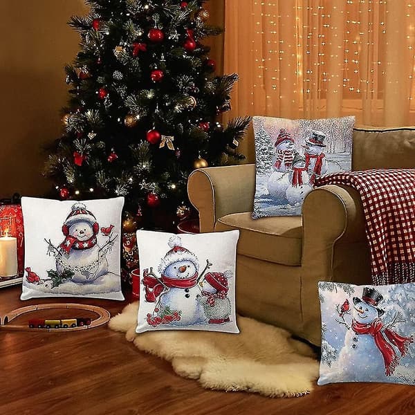 Julkuddfodral 45x45cm Set om 6 Julörngott Juldekoration för Hem, Soffa[DB]