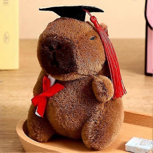 Studentmössa Capybara Plysch Hänge - Realistisk Capybara Gosedjur Nyckelring Hänge - Capybara Plysch Nyckelring för Examen [db]