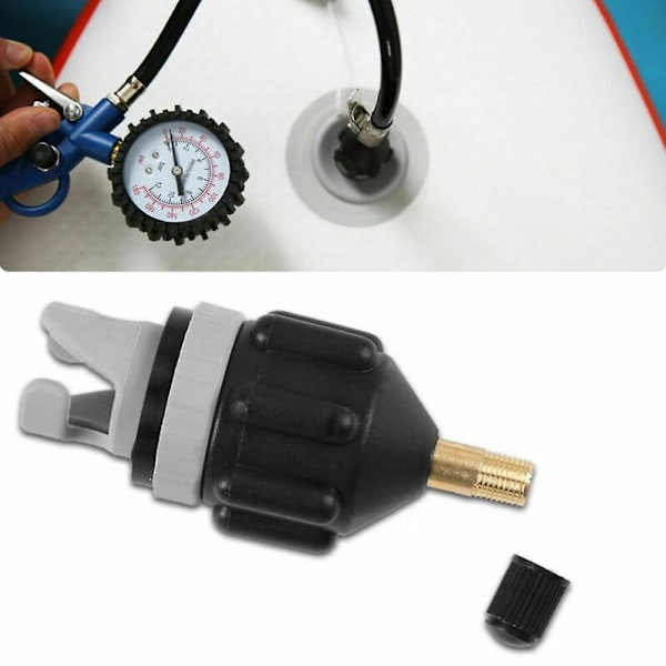 Uppblåsbar Båt Paddelbräda Kajak Kanot Pump Sup Luftventil Adapterkontakt [DB] Black