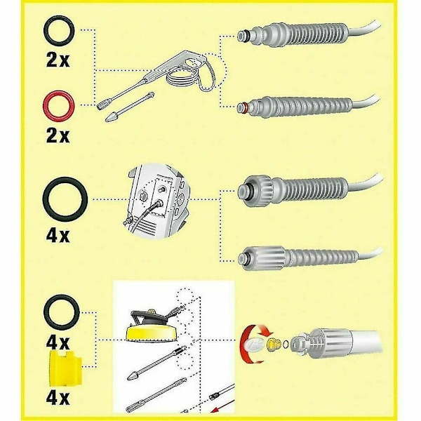 2.640-729.0 For Karcher K2 K3 K4 K5 K6 K7 Trykkvasker Dyse O-Ring Tetningssett