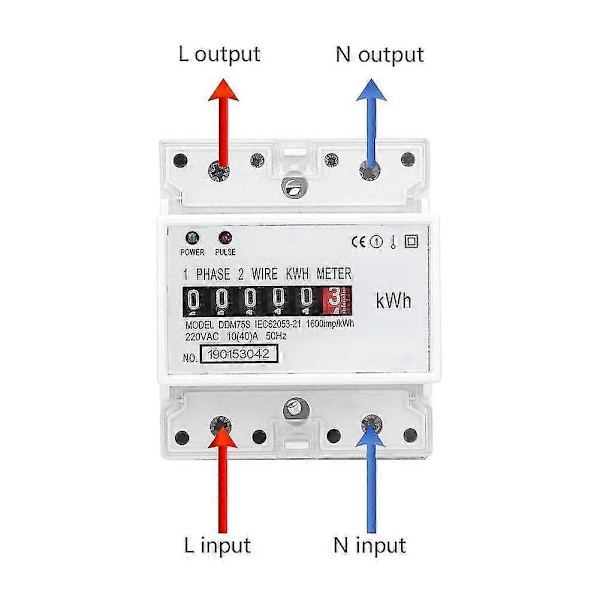 Elektrisk Måler, Kwh Måler, Enfas 4p Led Din Skinne Elektrisitetsforbruk Wattmeter Energimåler, 10-40a [DB]