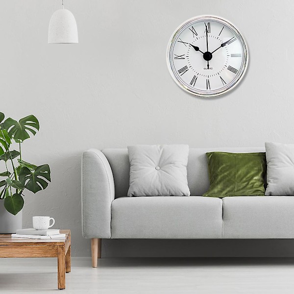 Klockinsats Svart Arabiska Siffror Quartz Urverk Klocka 2,8 tum/70 mm Rund [DB]
