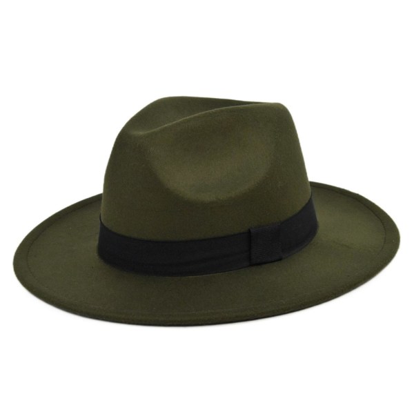 Retro Rancher-hattu leveällä reunalla, vintage -tyylinen miesten huopahattu lomatarvike Army Green