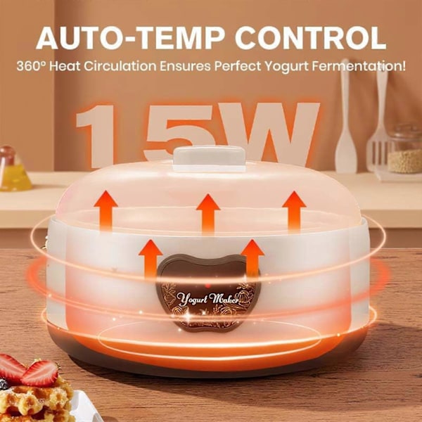 Ultimativ Probiotisk Yoghurtmaskine med Justerbar Temperatur og Tidsstyring [db] US Plug