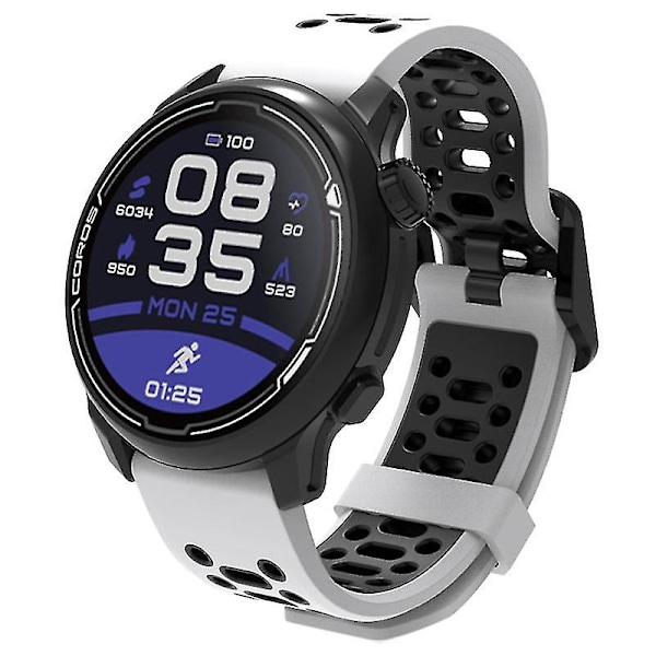 Kaksivärinen 20 mm silikoniranneke Coros Pace 2:lle/Garmin vivoactive 5:lle/GarminActive 5:lle/Venu Sq 2:lle {Db} White Black