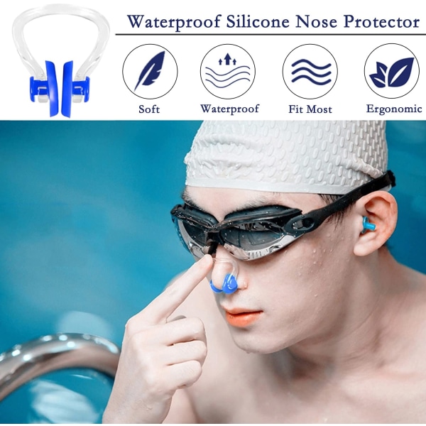 Swimming Nose Clip, 12 Pieces Waterproof Silicone Swimming Nose Protector with Storage Box