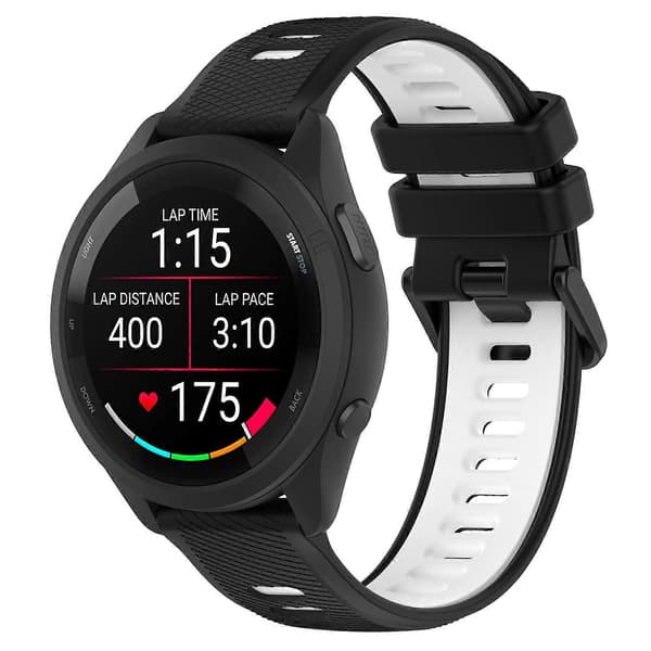 Til Garmin Forerunner 265S Silikone Urremme 18mm Dual Farve Udskiftningsrem [DB] Multicolor Style E