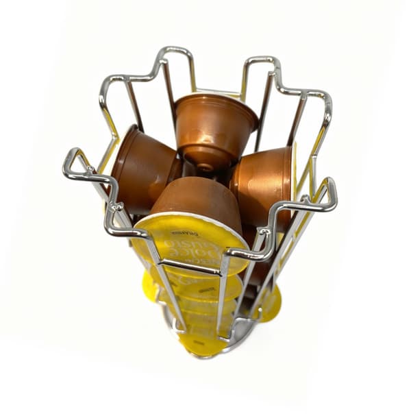 Roterende kapselholder for 24 kapsler - Forkrommet stål - Moderne design - Sylindrisk (DB)