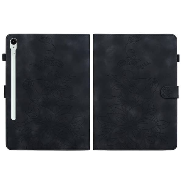 Präglat Läderfodral För Samsung Galaxy Tab S9 / S9 FE [DB] Black