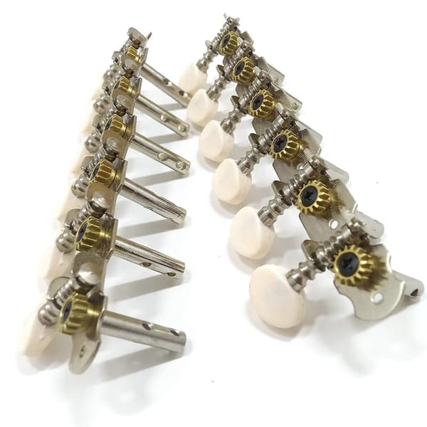 12 Strängar Akustisk Gitarr Stämskruvar Krompläterade Mekaniker 6L 6R Akustisk Gitarr Instrument [DB] Silver