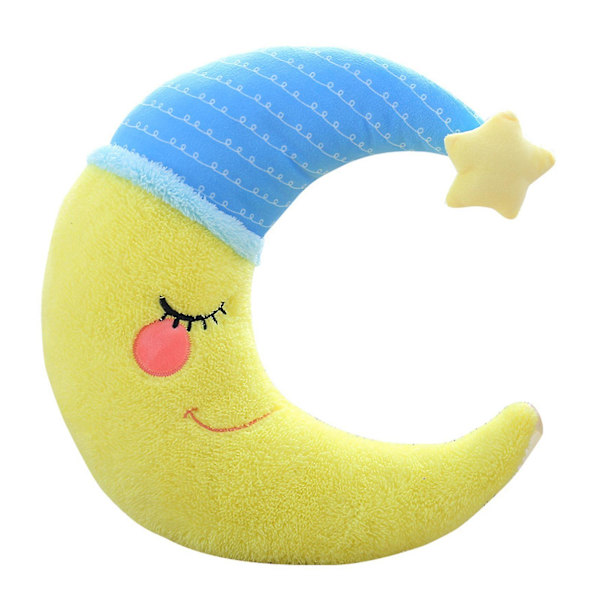 Plush Plysch Kudde Mjuk Söt Fullt Fylld Mysig Touch Sov Accompany Cartoon Doll Soffa Ornament Kreativ Cartoon Moon Doll Kastkudde [Db] Yellow