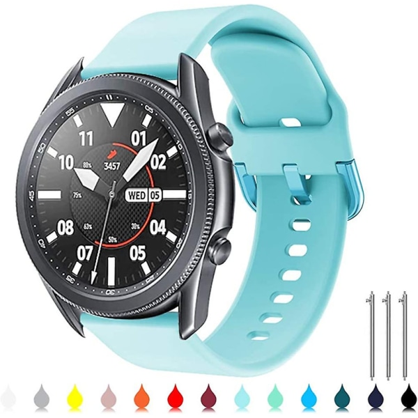22 mm urbånd kompatibelt til Samsung Galaxy Watch 3 45 mm/gear S3 Frontier/klassisk, silikone 22 mm urbånd Quick Release Til Damer Mænd db Light Blue 7.78 x 4.72 x 0.59 inches