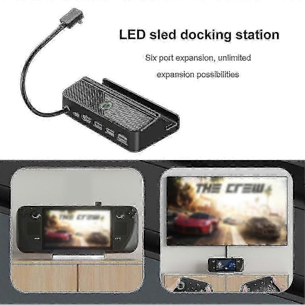 Steam Deck Dock 6-i-1 Steam Deck Dockningsstation Ställ Tillbehör 3*usb 3.0 Hdmi 4k@60hz Gigabit Ethernet 1000mbps Pd 60w Hub g20242407672 [DB]