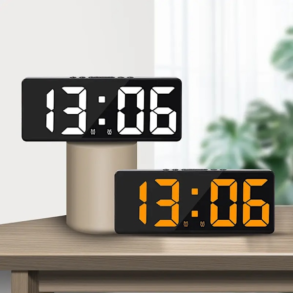 1 stk. Digital elektronisk alarmklokke, multifunksjonell LED-alarmklokke, klokke med temperaturvisning, slumremodus, egnet for soverom [DB]