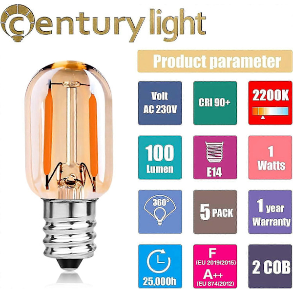 1w e14 led-filamenttilamppu vastaa 10w, t22 lamppu uuni liesituuletin jääkaappi kristallikruunu, a [DB]