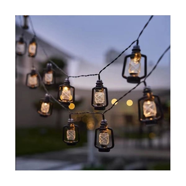 Led Solar String Light Utendørs Vanntett 5m Retro Campingtelt Girlander Hagefestlampe [db] Black