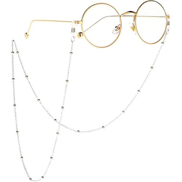 2 stk Brillekæder, Brillesnor Perleforsynet Brillekæde Brillesnore Strop Solbriller Brillesnorkæder til mænd og kvinder (guld, sølv)