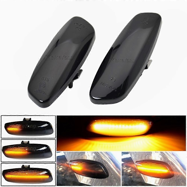 Dynamisk LED Blinkende Sidemarkeringslampe LED Strip Blinklys billys For Citroen C3 C4 C5 DS3 DS4 For Peugeot 207 308 3008 5008 RCZ [DB] Dynamic Smoked