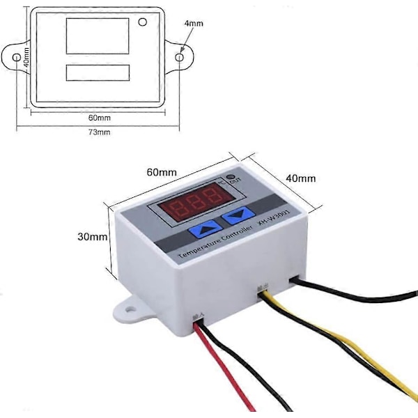 220 Digital LED Temperaturkontrollmodul, XH-W3001 Termostatbrytare med Vattentät Sond, Programmerbar Värmetermostat [DB]