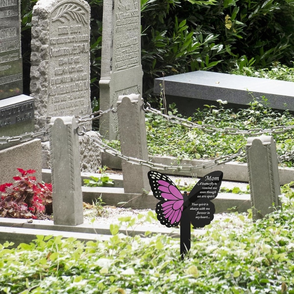 Mors mindestavemarkører til kirkegårdsgrave - Akrylplade til udendørs gårdhavedekoration (sommerfugllilla)
