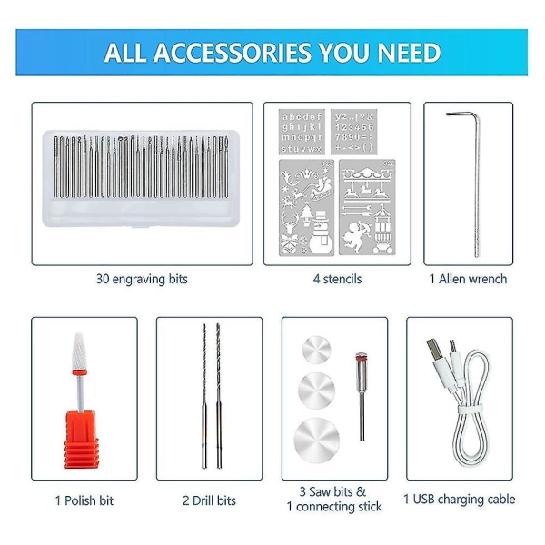 36-bits elektrisk graveringspenn for smykker, tre, glass og stein
