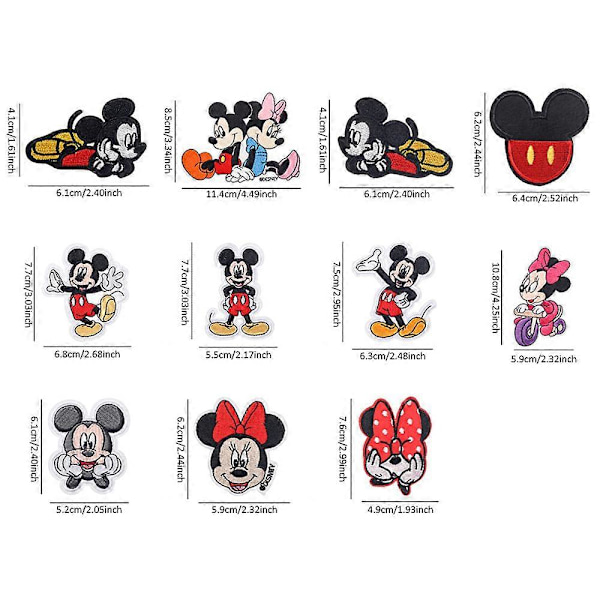 11 stk Mickey Minnie Mouse Sy-på/Stryg-på Patches, Tegneserie DIY Broderet Applikation Reparations Patch til Jakker, Jeans, Bukser, Tøj {DB}