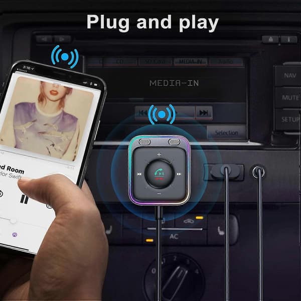 Bluetooth-yhteensopiva autoadapteri, parannetut kaksoismikrofonit, melunvaimennus, 3,5 mm AUX-yleisvastaanotin[DB]