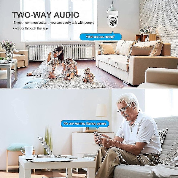 E27 Pære Kamera, 1080p Sikkerhedskamera System Med 2.4ghz Wifi, 360 Hjemmeovervågning, Nattesyn, Tovejslyd, Smart Bevægelsesdetektering [db]