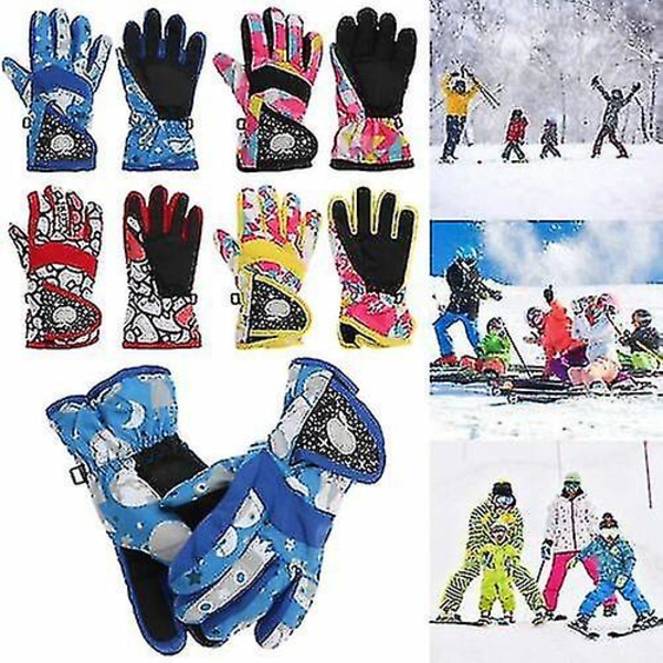 Vanntett varme hansker for jenter og gutter, vinterprofesjonelle skihansker, snøbarnshansker, vindtette skihansker, snowboardhansker, ridehansker DB Blue M