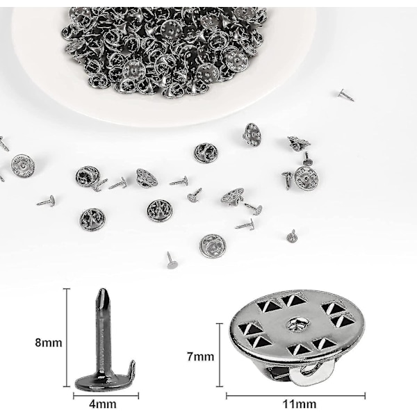 120 Par Butterfly Clutch Tie Tacks Nålbag Compatible med 8mm Lange Blanke Pins til Håndværk (sølv) Db Black