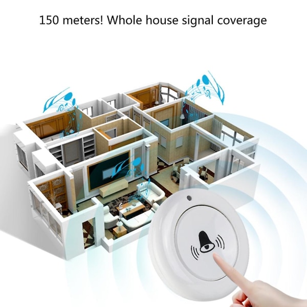 Trådløs dørklokke musikk dørklokke hjem trådløs eldre/døve menn dørklokker med sterk anti-interferens evne holdbar