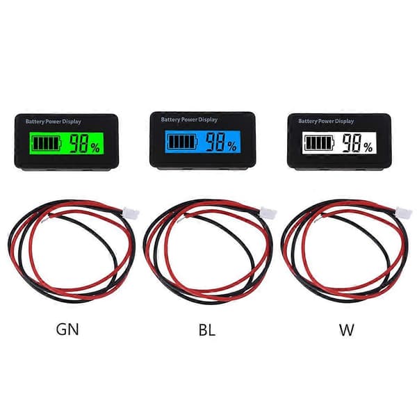 12V 24V 48V Batterikapacitetsmonitor Universal LCD Batterivoltmeter Display db Blue