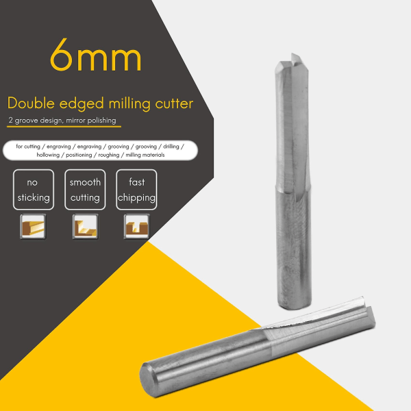 5 stk. 6mm 22mm dobbeltsidet lige fræser bits lige ende fræser 2 Cnc skærende wolfram