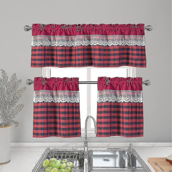 Keittiökaihtimet sisustus Ikkunaverho Luxury Cafe Valance Topper Drapes A db Wine Red 130cmx41cm