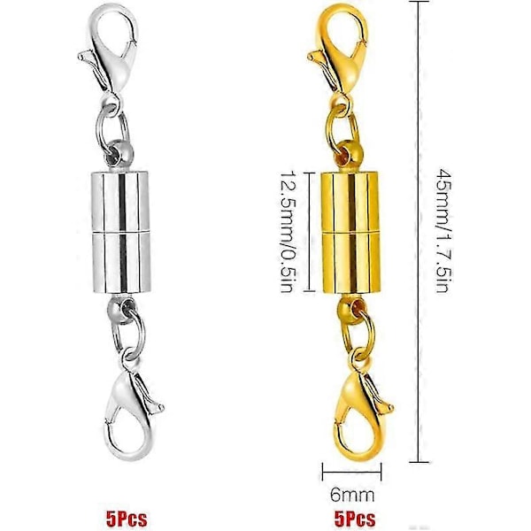 10x Magnetisk Hummerlukning Magnetisk Halskædelukning Forlænger db