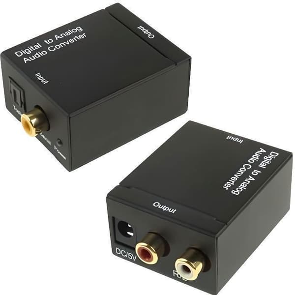 Toslink koaksial digital lydkonverterer til RCA analog lydkonverterer (svart)