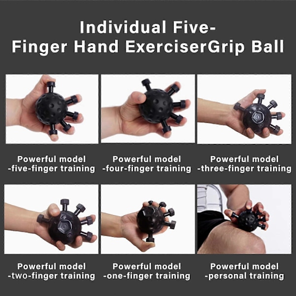 Handgreppstränare Fingerövningsredskap Stressboll Handledstränare [db] black