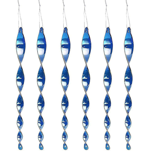 Sæt med 6 fugleskræmmere 30 cm fugleskræmmerstang 360 graders reflekterende spiralskinne, dekorativ spiralstyreenhed