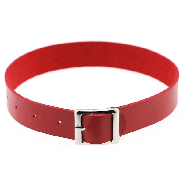 Halsband Punk Retro Faux Läder Spänne Choker Halsband För Dejting Red