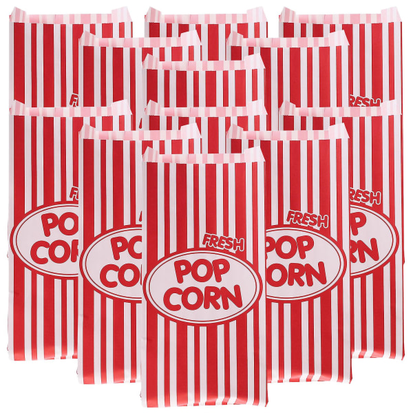 100 kpl Paperiset Popcorn-pussit Juhlapopcorn-astiat ulkokäyttöön Popcorn-käärepussit