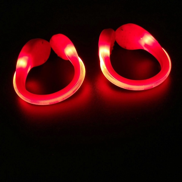 2 Pak LED Sko-Klipslys Natadvarsel Lam Refleks Løbeudstyr Lam db Red