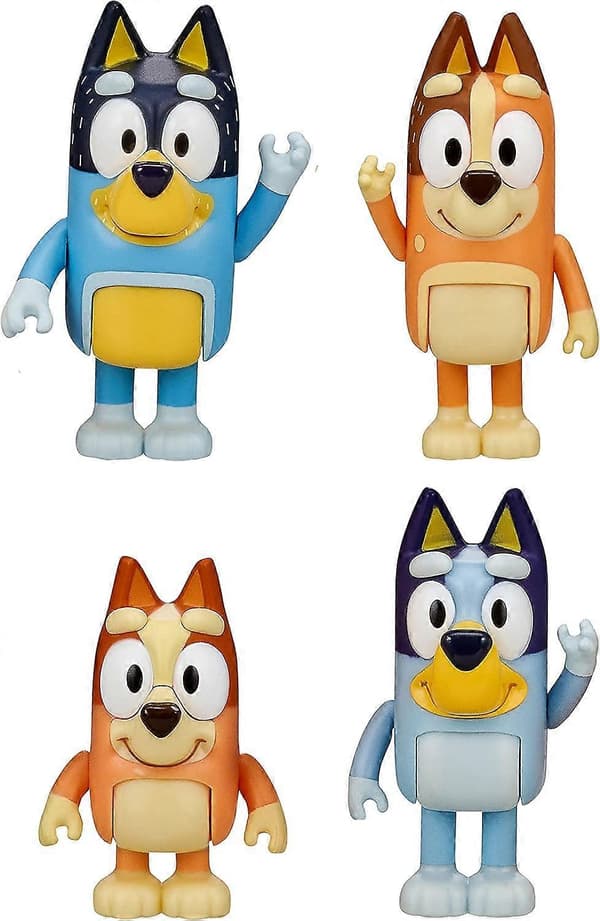 Bluey og Venner 2,5-3 Tommer Actionfigur 4-pak {Db}