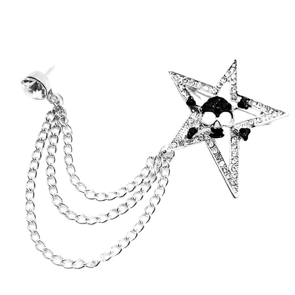 2 x Elegantti Blousin Paita Kauluskärjen Solki Pin Lapel Ketju Tupsu Clip Hopea DB