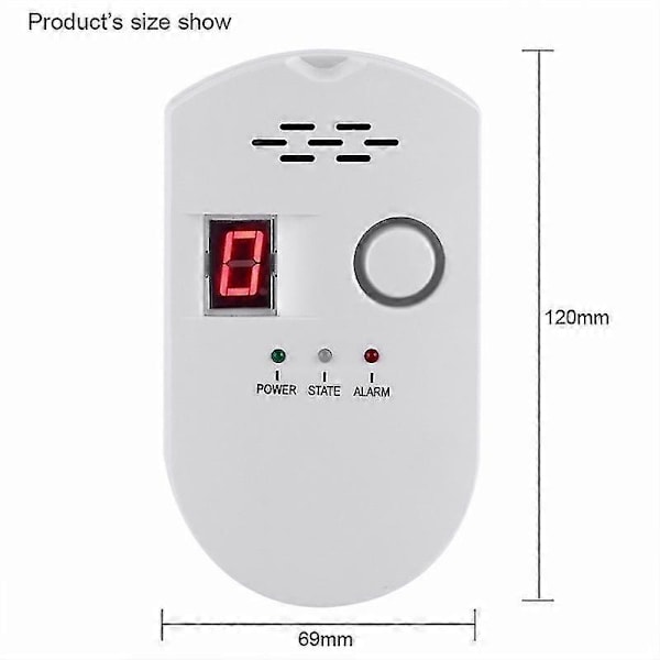 Natur Gas Detektor: Plug-in Multi-gas Detektor til Naturgas og LPG, 85 dB, til Kulmonoxid, Naturgas & LPG, 85 dB (gassensor) [DB]