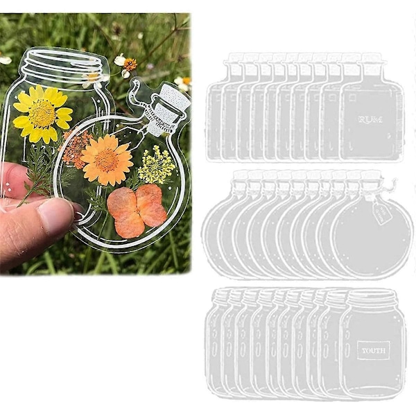 150 kpl Läpinäkyvät Kuivatut Kukka Kirjanmerkit DIY Käsintehty Kirjanmerkit Lasit Tarrat Kukka Sivu Cl [DB] Transparent
