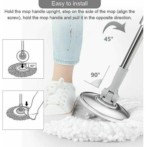 3 mikrokuituisen mopin pään sarja 360 pyöriville mopeille (halkaisija 16 cm)
