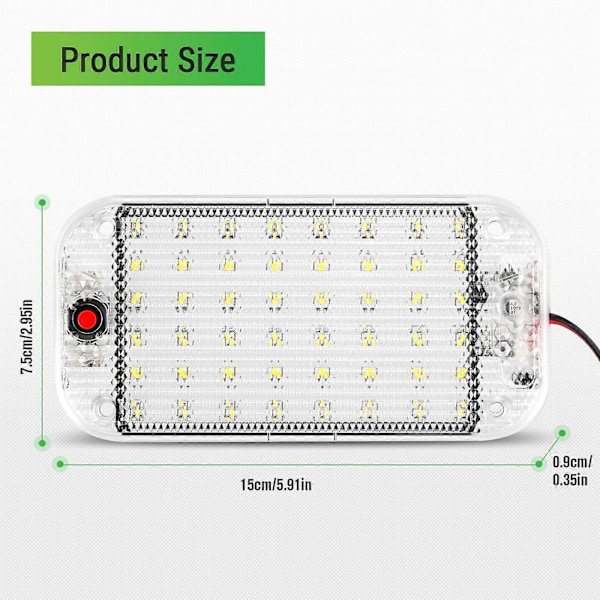 LED Indvendig Lys 10W 48 LED Universal Klar Indvendig Lys med ON/OFF Kontakt til 12V-85V Bil Varebil Lastbil Loftlys 2STK db