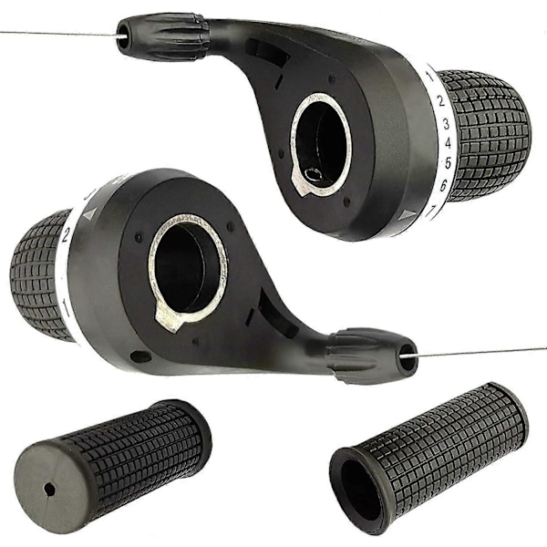 1 par sykkel vri-grep girskiftere 3X7 SpeedDIP Kompatibel for Shimano sykkel og 1 par sklisikre gummi sykkelstyre grep [DB]